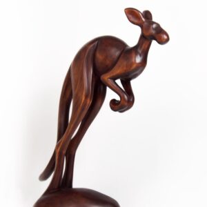 Hand carved sculptures Kangaroo family